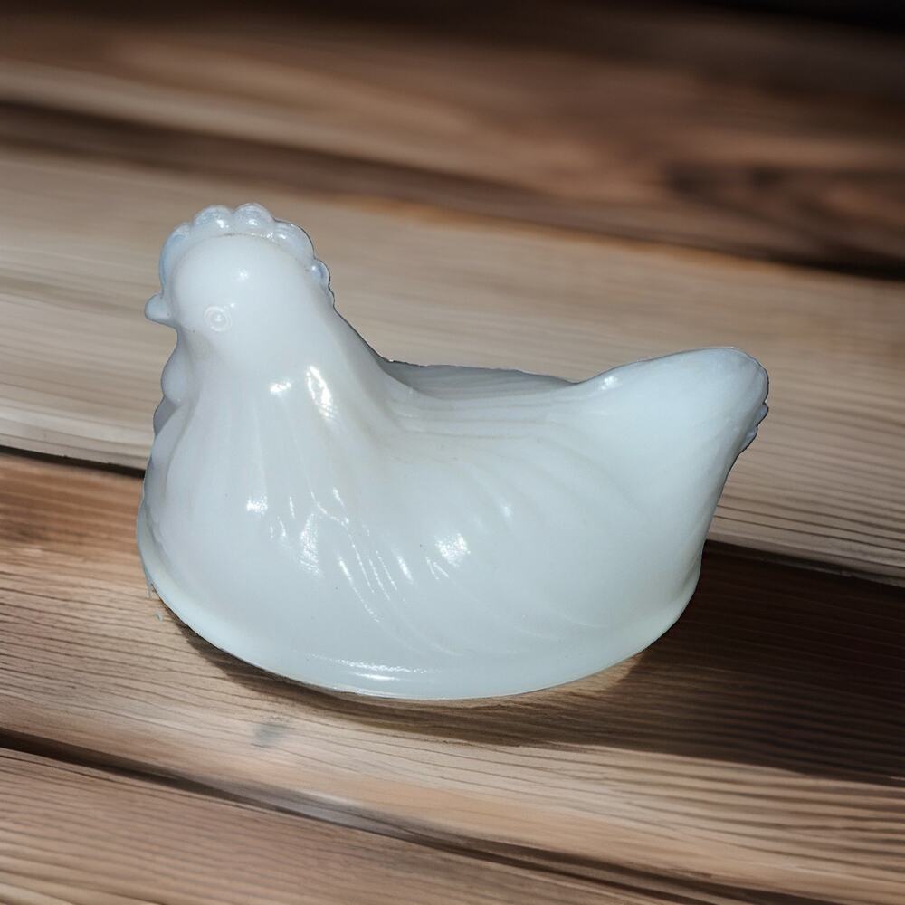 Vintage Hazel Atlas Milk Glass Hen On Nest Lid Only Vintage 4 inch